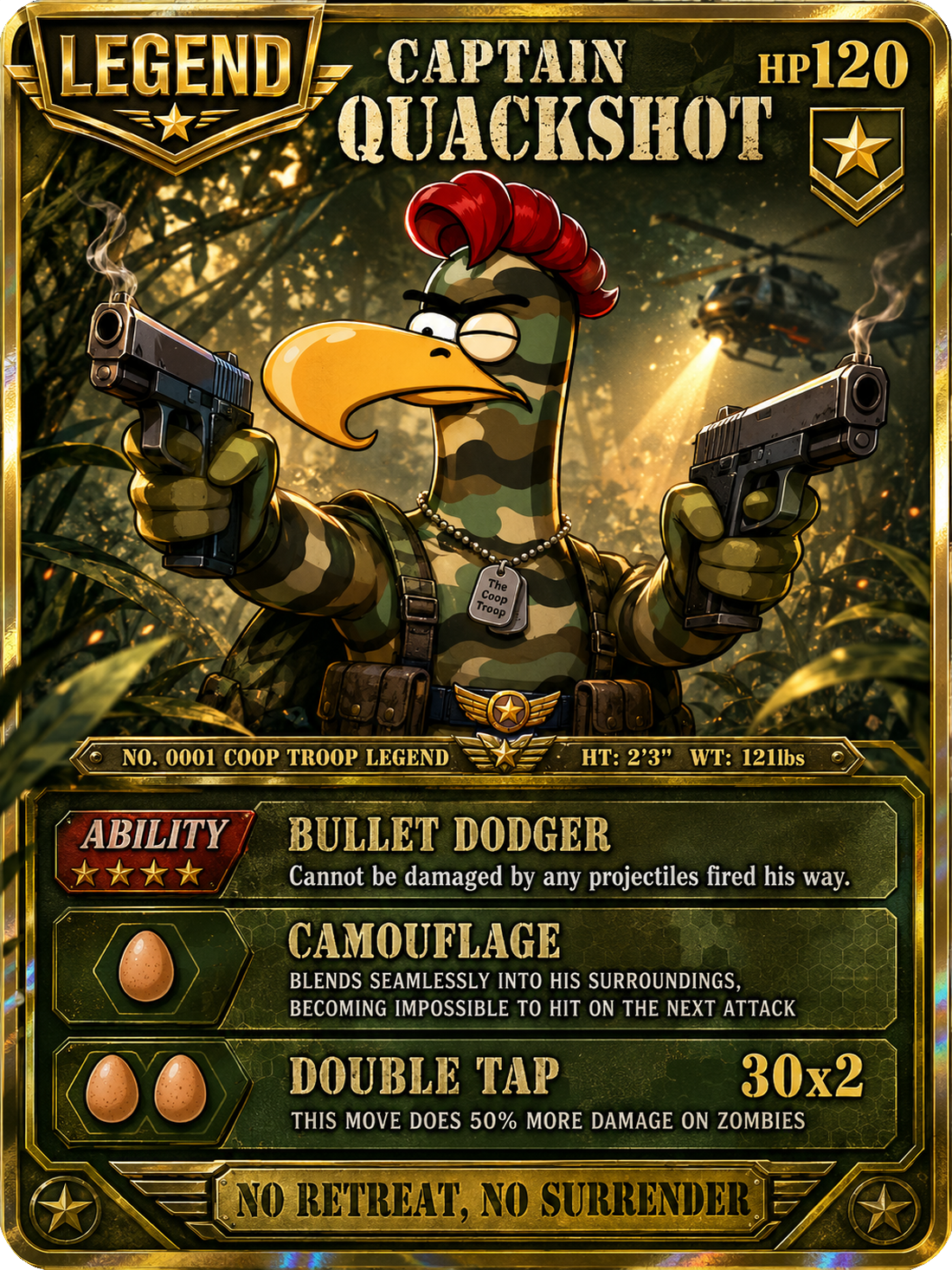 Captain Quackshot upgraded card